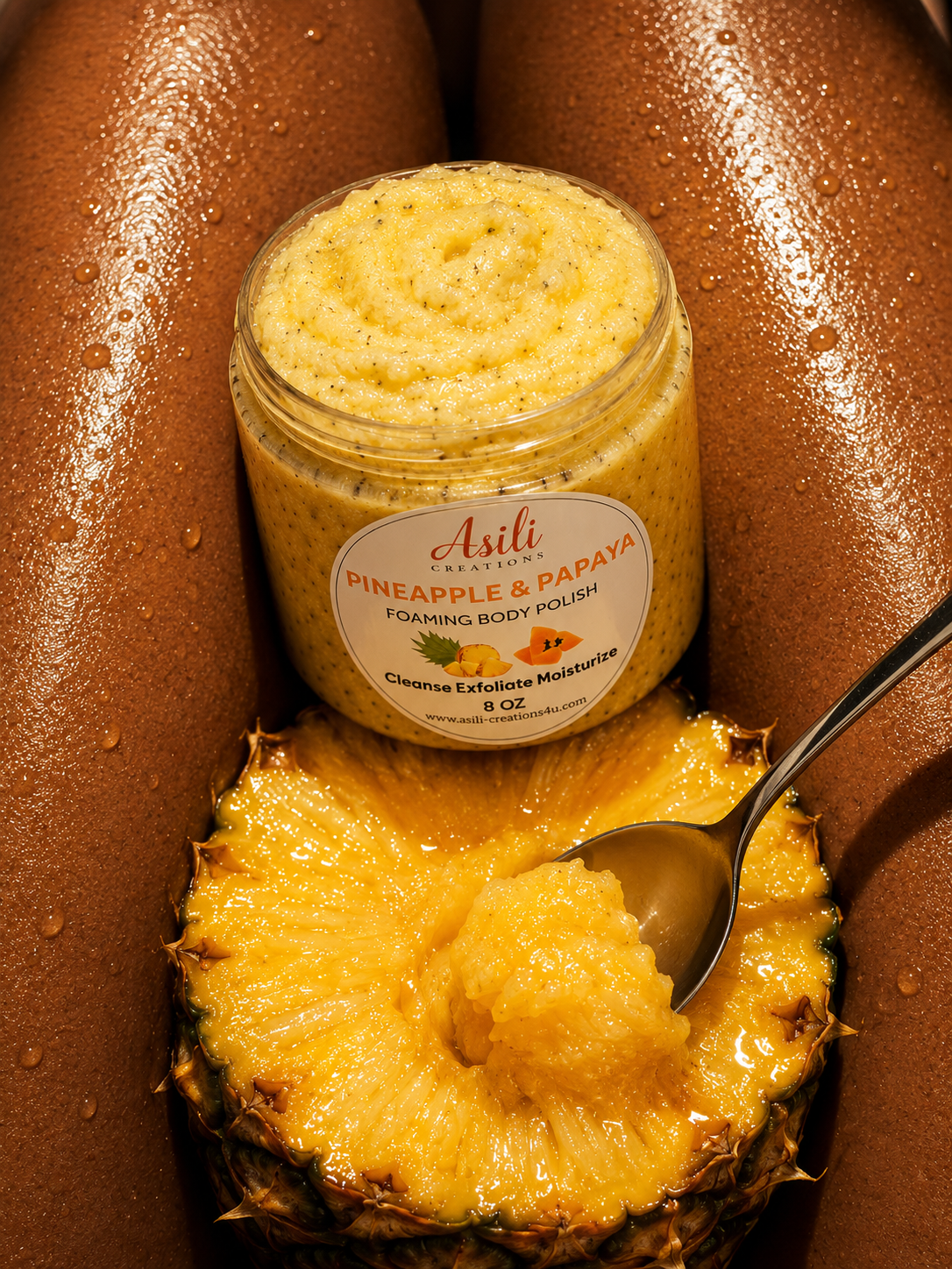 Pineapple & Papaya Foaming Body Polish | Hydrating Sugar Body Scrub for Soft, Radiant Skin