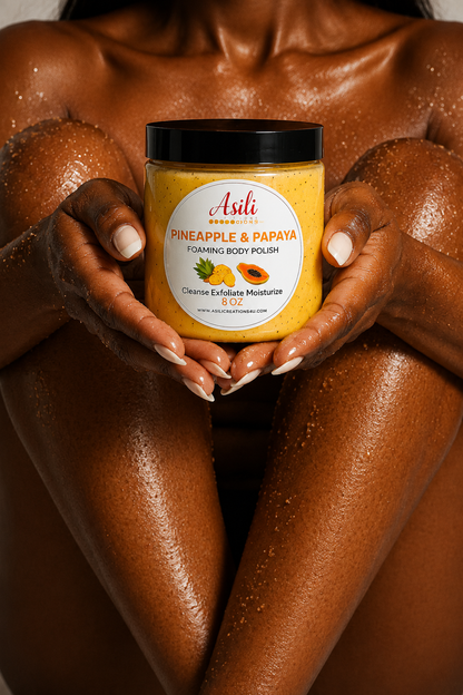 Pineapple & Papaya Foaming Body Polish | Hydrating Sugar Body Scrub for Soft, Radiant Skin