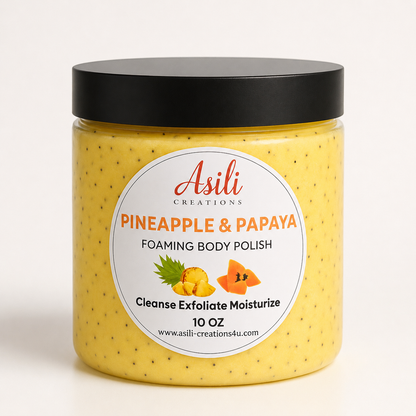 Pineapple & Papaya Foaming Body Polish | Hydrating Sugar Body Scrub for Soft, Radiant Skin