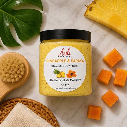 Pineapple & Papaya Foaming Body Polish | Hydrating Sugar Body Scrub for Soft, Radiant Skin