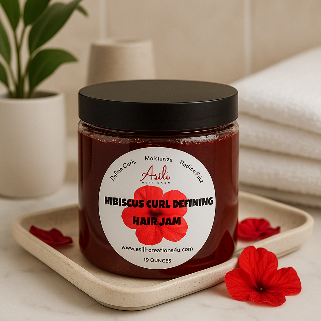 Hibiscus curl defining hair gel 18 oz jar for soft to medium hold, frizz control, and defined natural curls with aloe and botanicals
