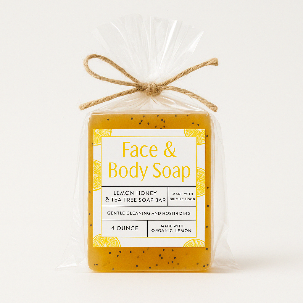 Lemon honey tea tree face and body soap for clear glowing skin