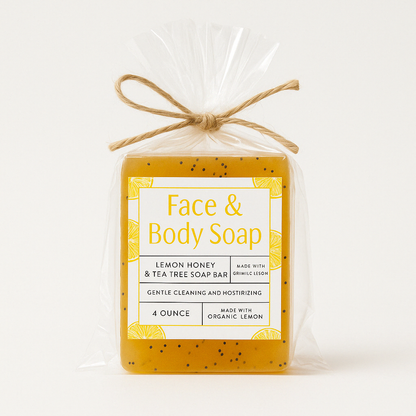 Lemon honey tea tree face and body soap for clear glowing skin