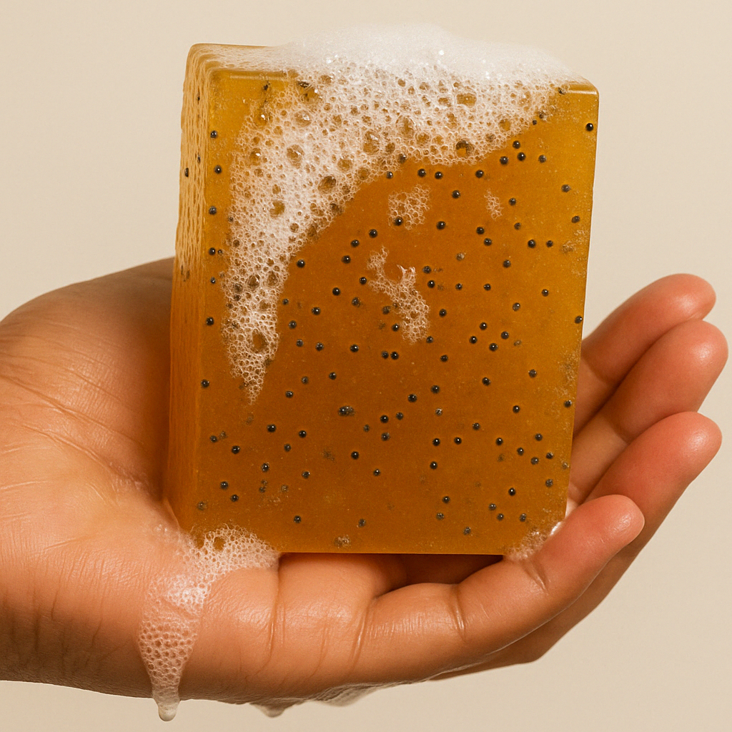 Creamy lather of tea tree soap for deep cleansing and clear skin
